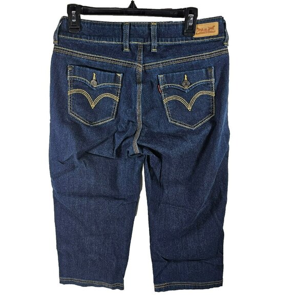 Levi's Denim Capri Jeans Women's Size 10 Stretch Dark Wash Button Pocket 28x19" - Picture 1 of 10